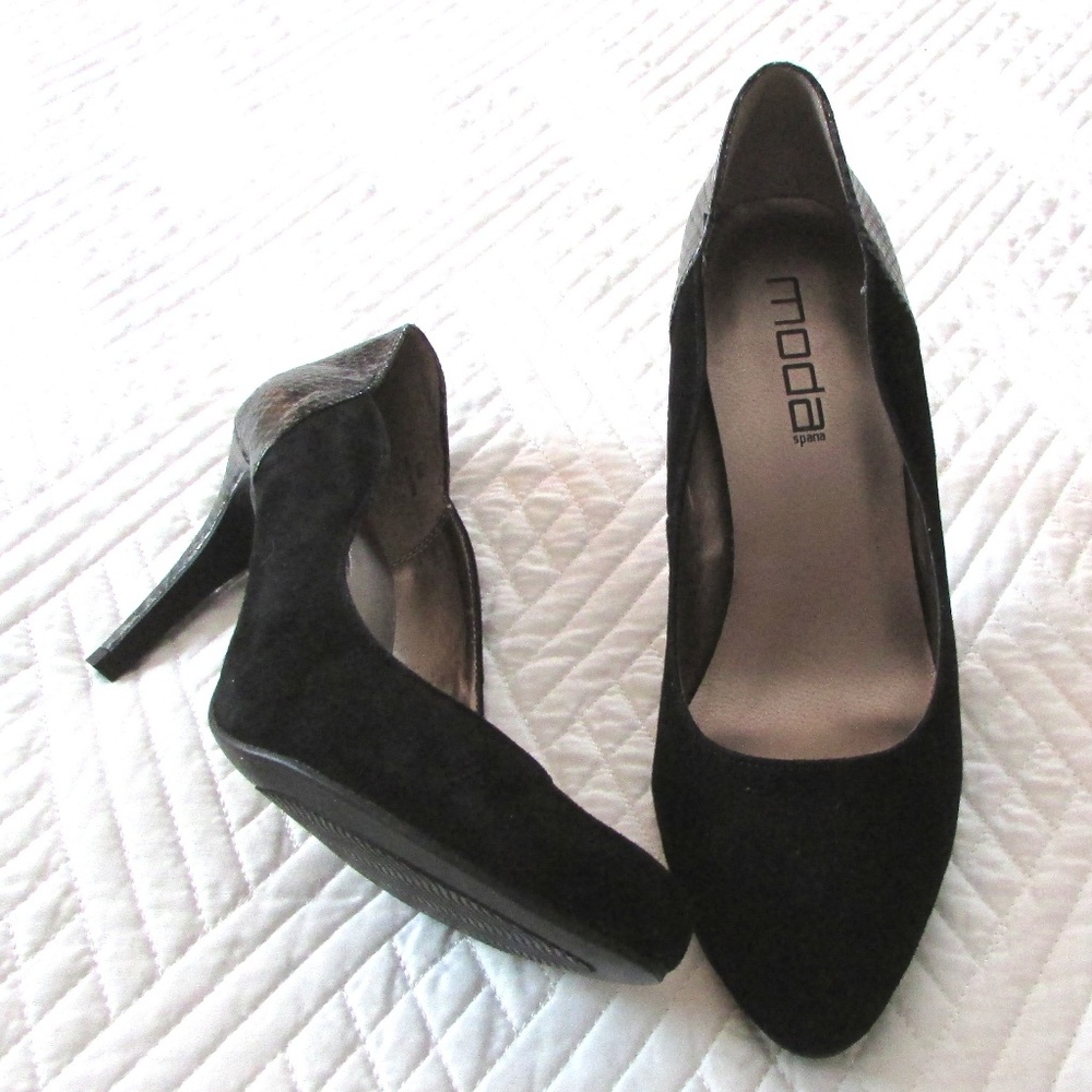 Moda Spana Black Suede and Croc Heels
